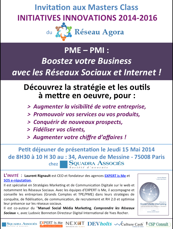 Conférence Réseau AGORA : PME – PMI :  Boostez votre Business avec les Réseaux Sociaux et Internet !